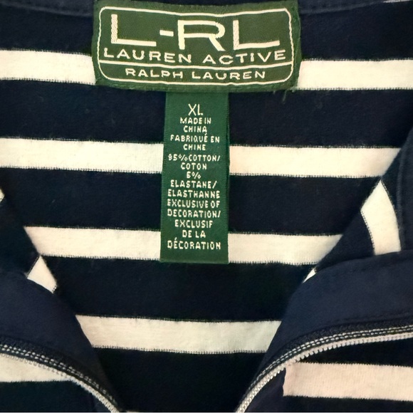 Lauren Ralph Lauren Women's Navy and White Striped Polo Size XL - Picture 5 of 8